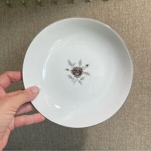 Celebrity Nocturne 2 coupe soup bowls white silver floral fine china dinnerware